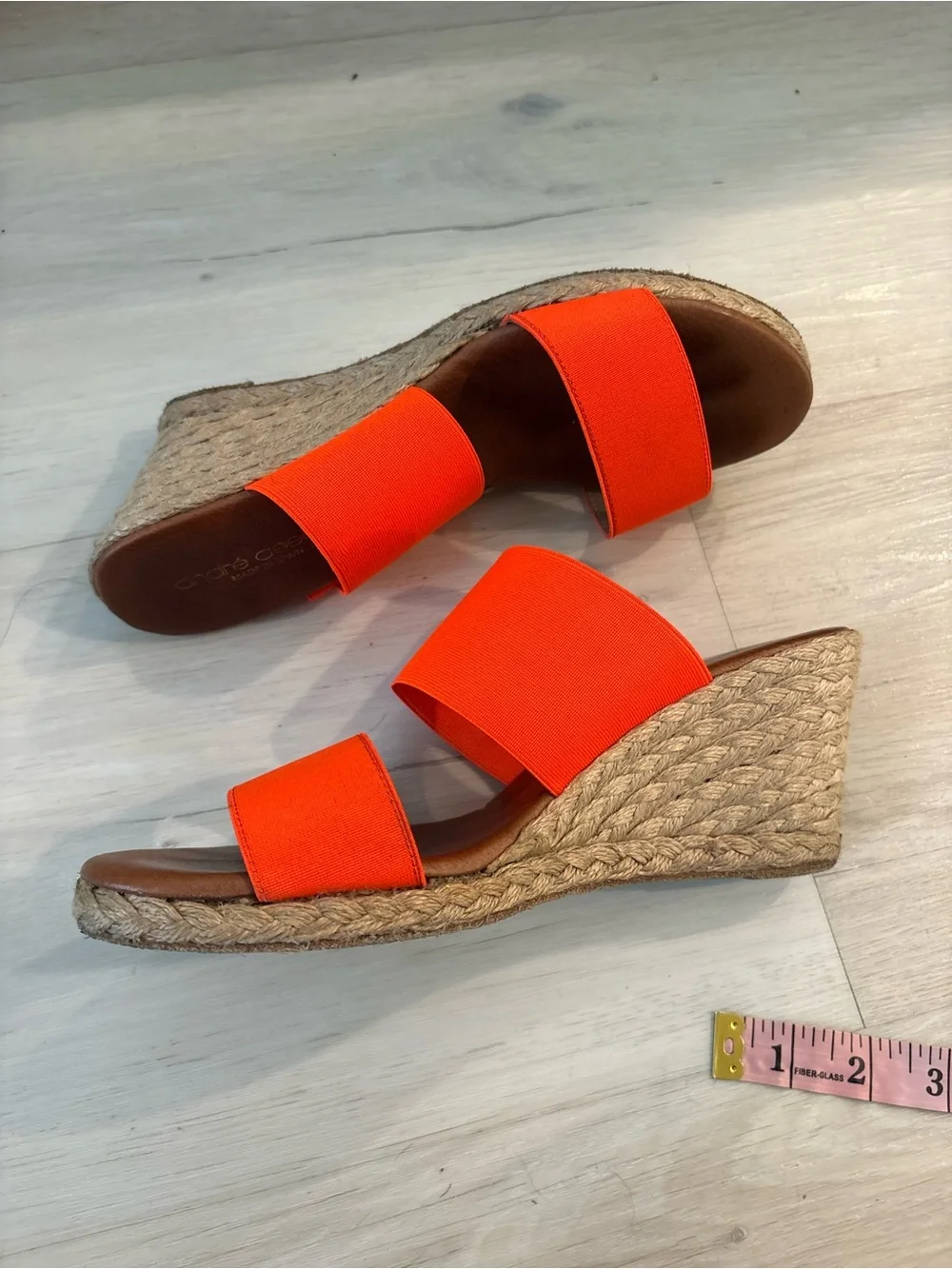 Andre Assous Orange Double-Strap Espadrille Wedge Slides